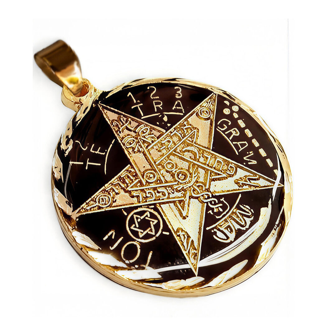 Pentagrama o Tetragramatón Ritualizado Color Negro – 7 Metales Visibles